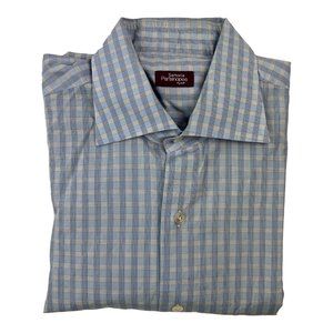 Sartoria Partenopea Napoli Blue & White Check Long Sleeve Button Up Mens Size L